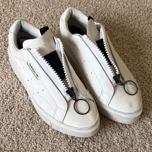 Adidas Sleek White Zip-Up Sneakers
